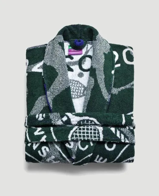 Cotton Towelling Robe in Green
